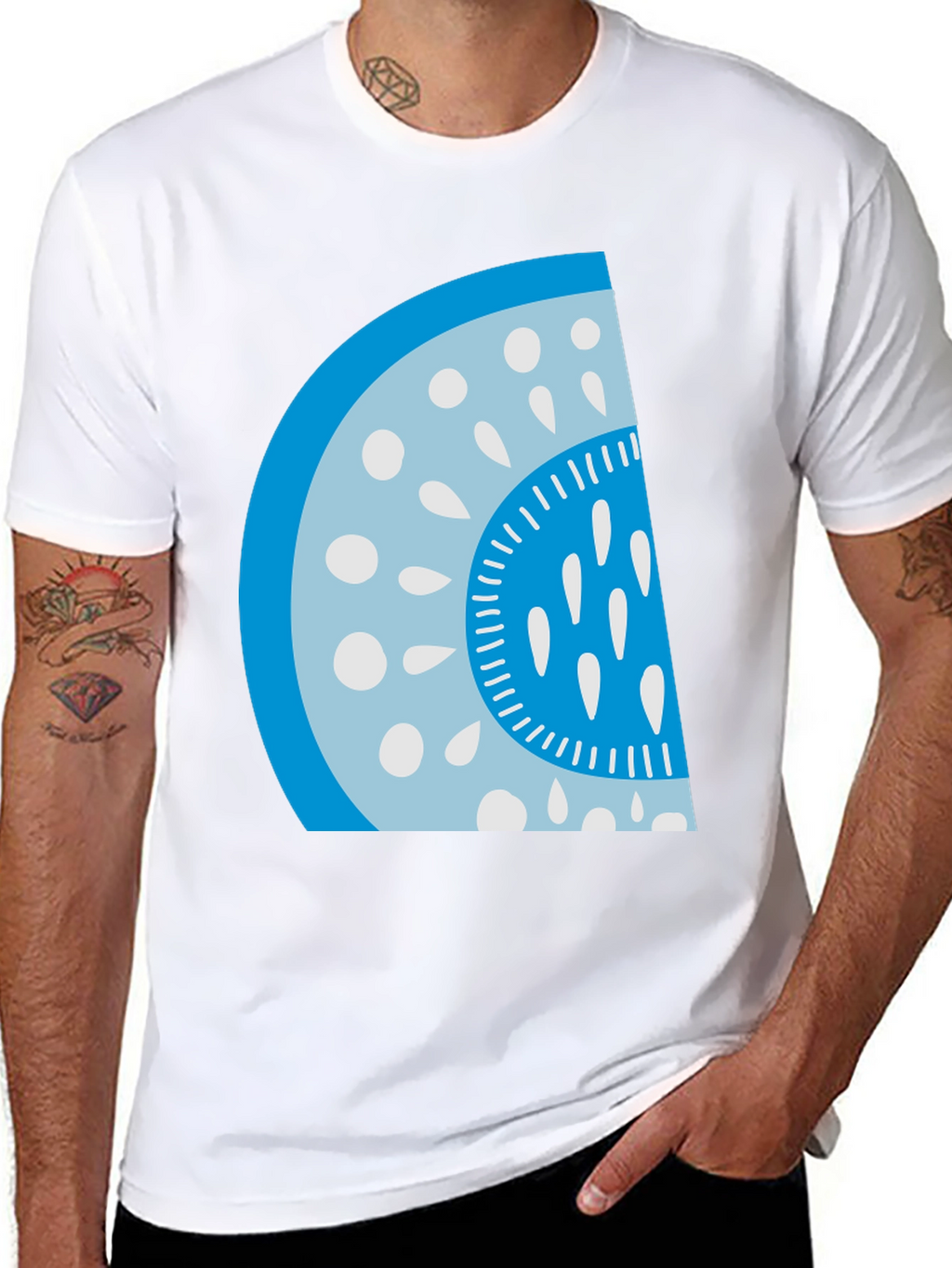Cool Watermelon Slice Graphic Tee - Casual Black T-Shirt