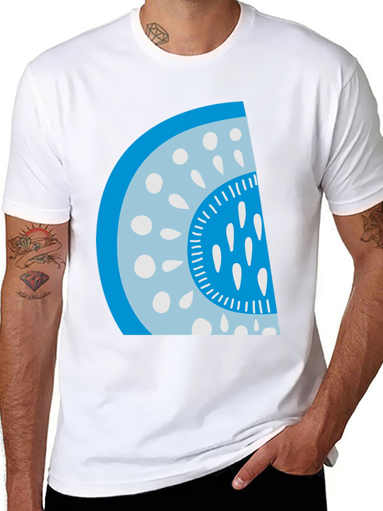 Cool Watermelon Slice Graphic Tee - Casual Black T-Shirt