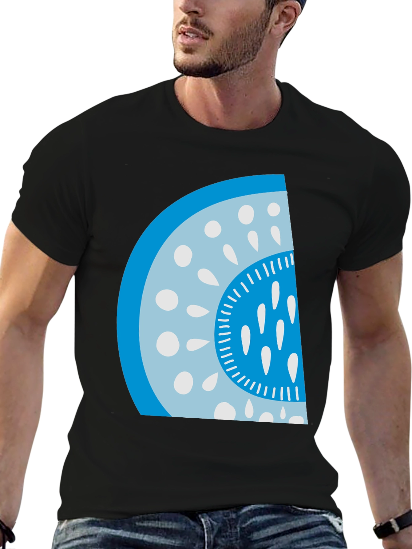 Cool Watermelon Slice Graphic Tee - Casual Black T-Shirt