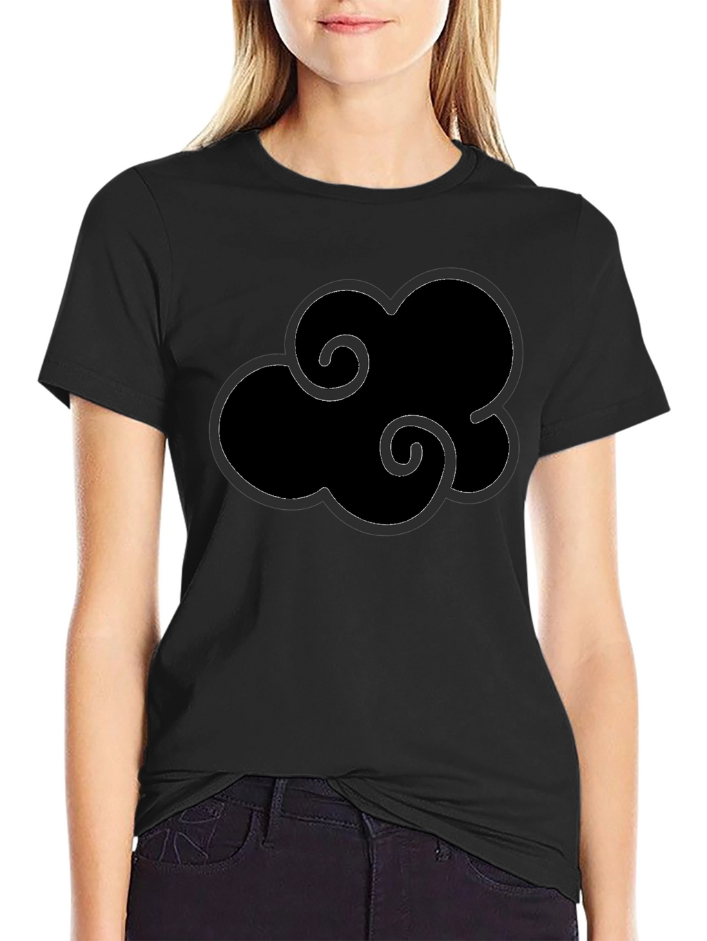 Black Anime Cloud Graphic T-Shirt