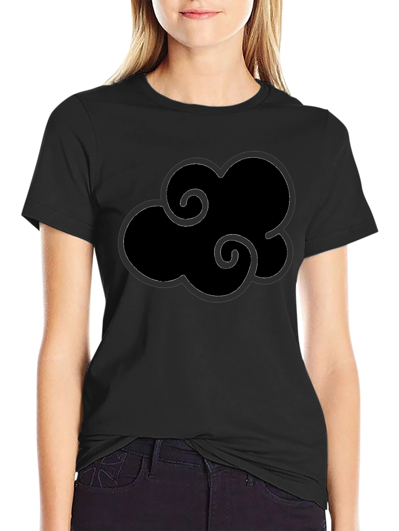 Black Anime Cloud Graphic T-Shirt