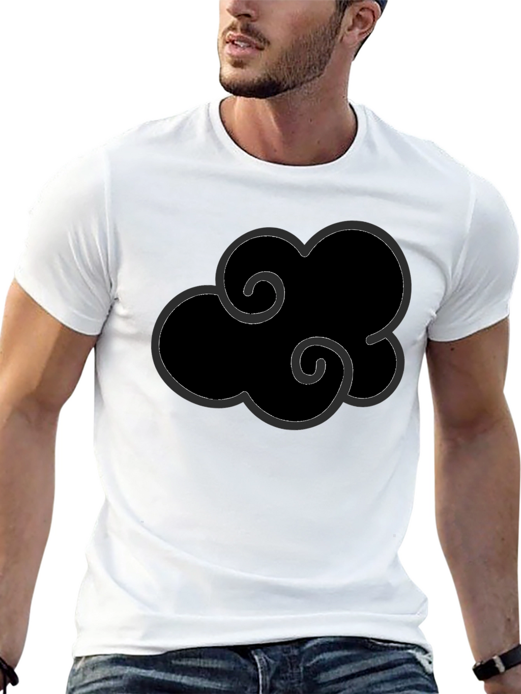 Black Anime Cloud Graphic T-Shirt