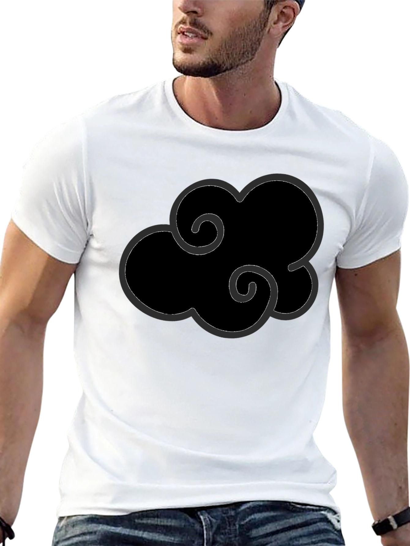 Black Anime Cloud Graphic T-Shirt