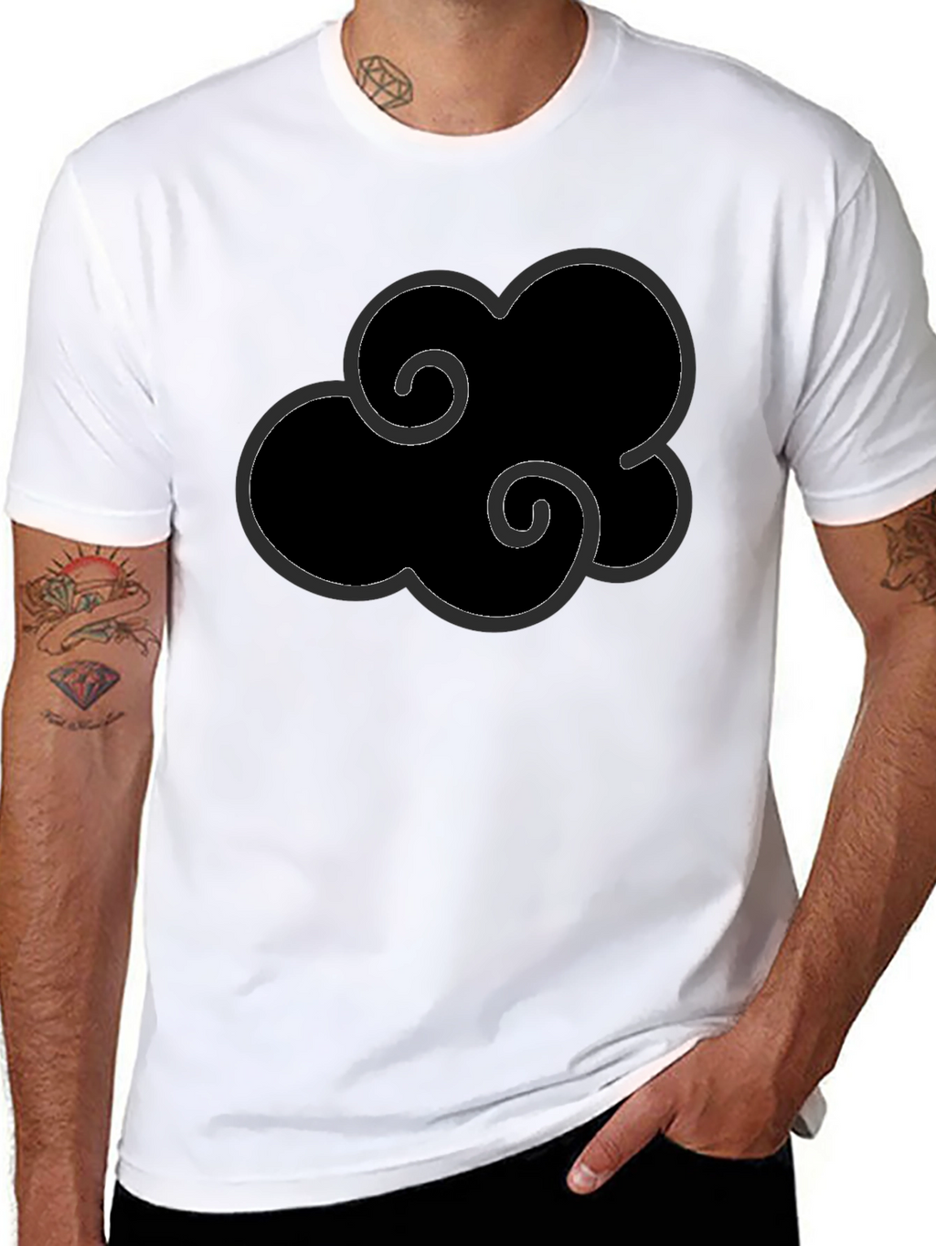 Black Anime Cloud Graphic T-Shirt
