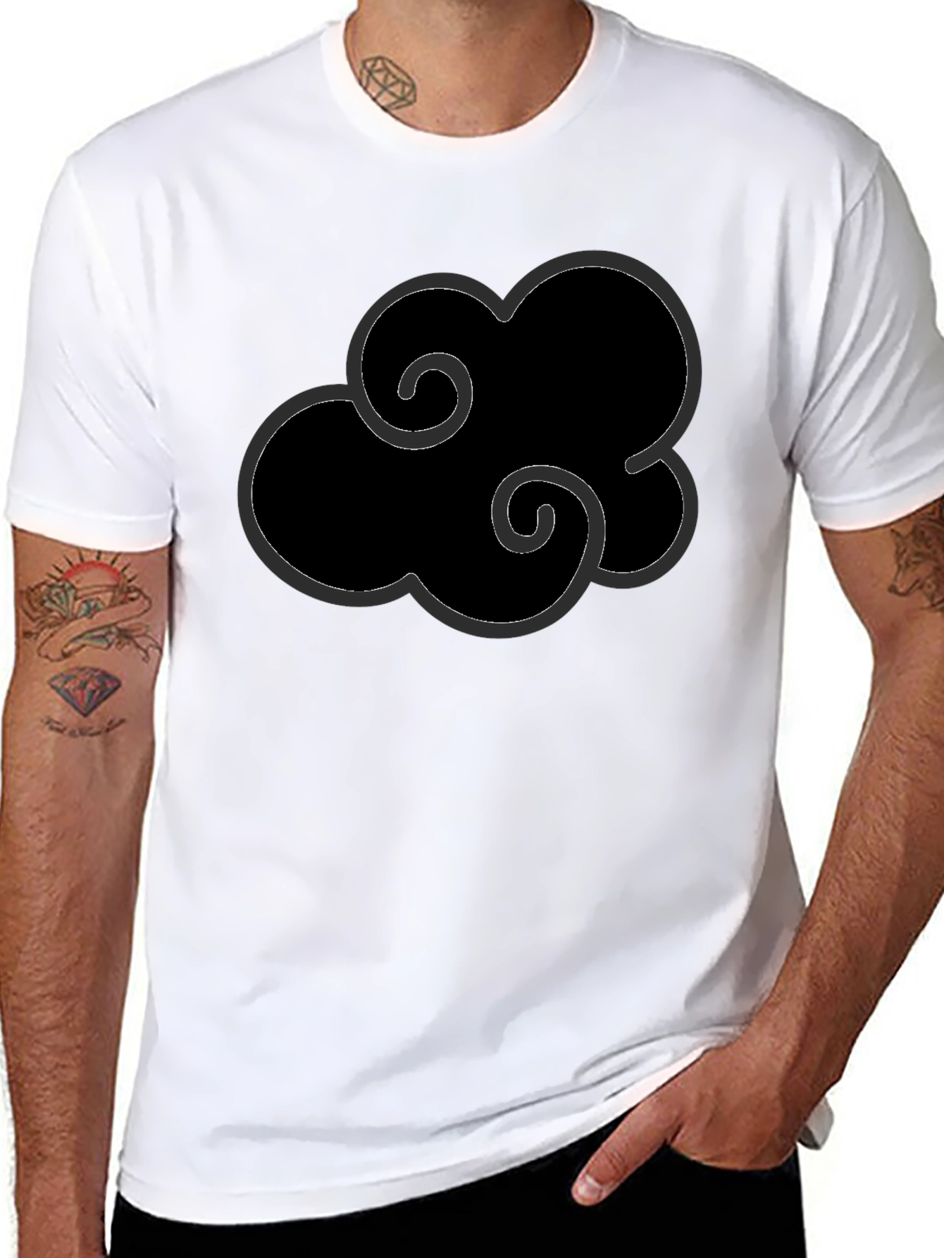 Black Anime Cloud Graphic T-Shirt