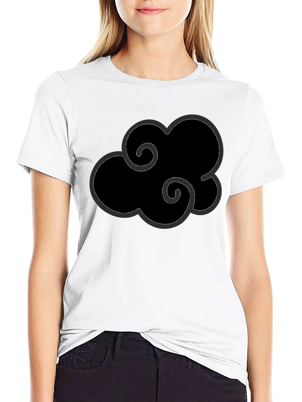 Black Anime Cloud Graphic T-Shirt