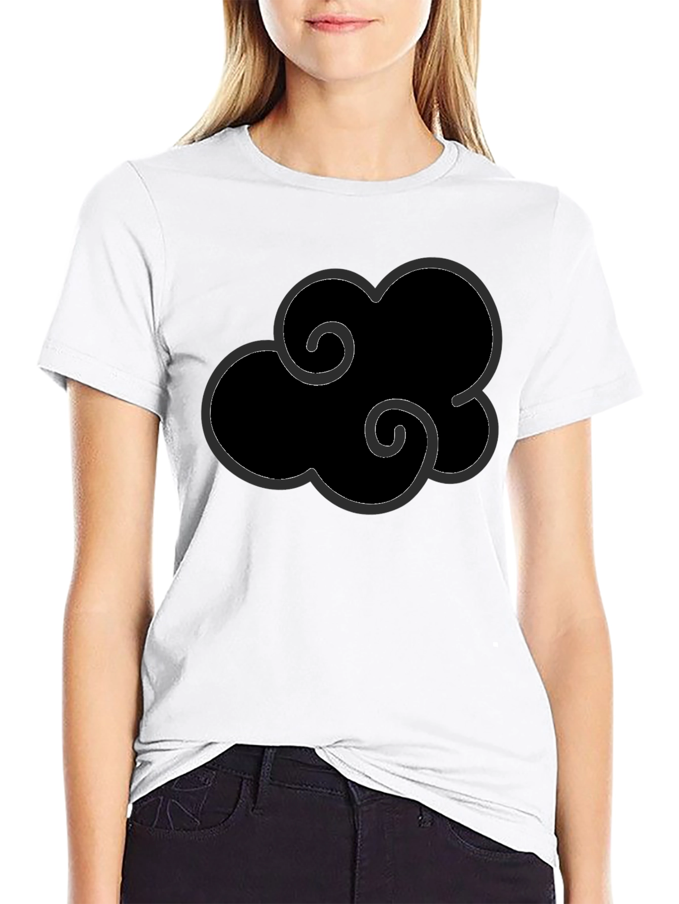 Black Anime Cloud Graphic T-Shirt
