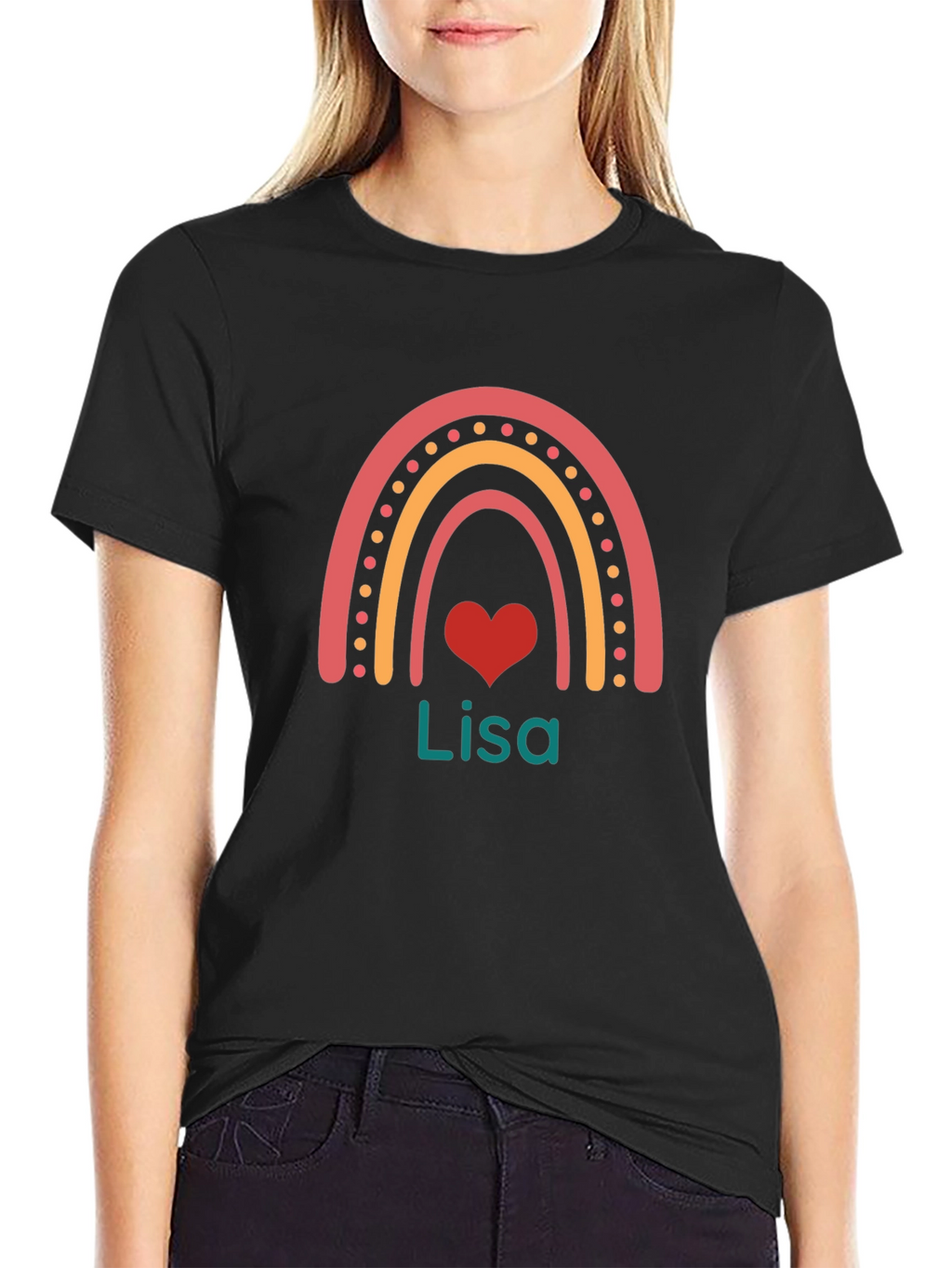 Personalized Lisa Rainbow Heart T-Shirt