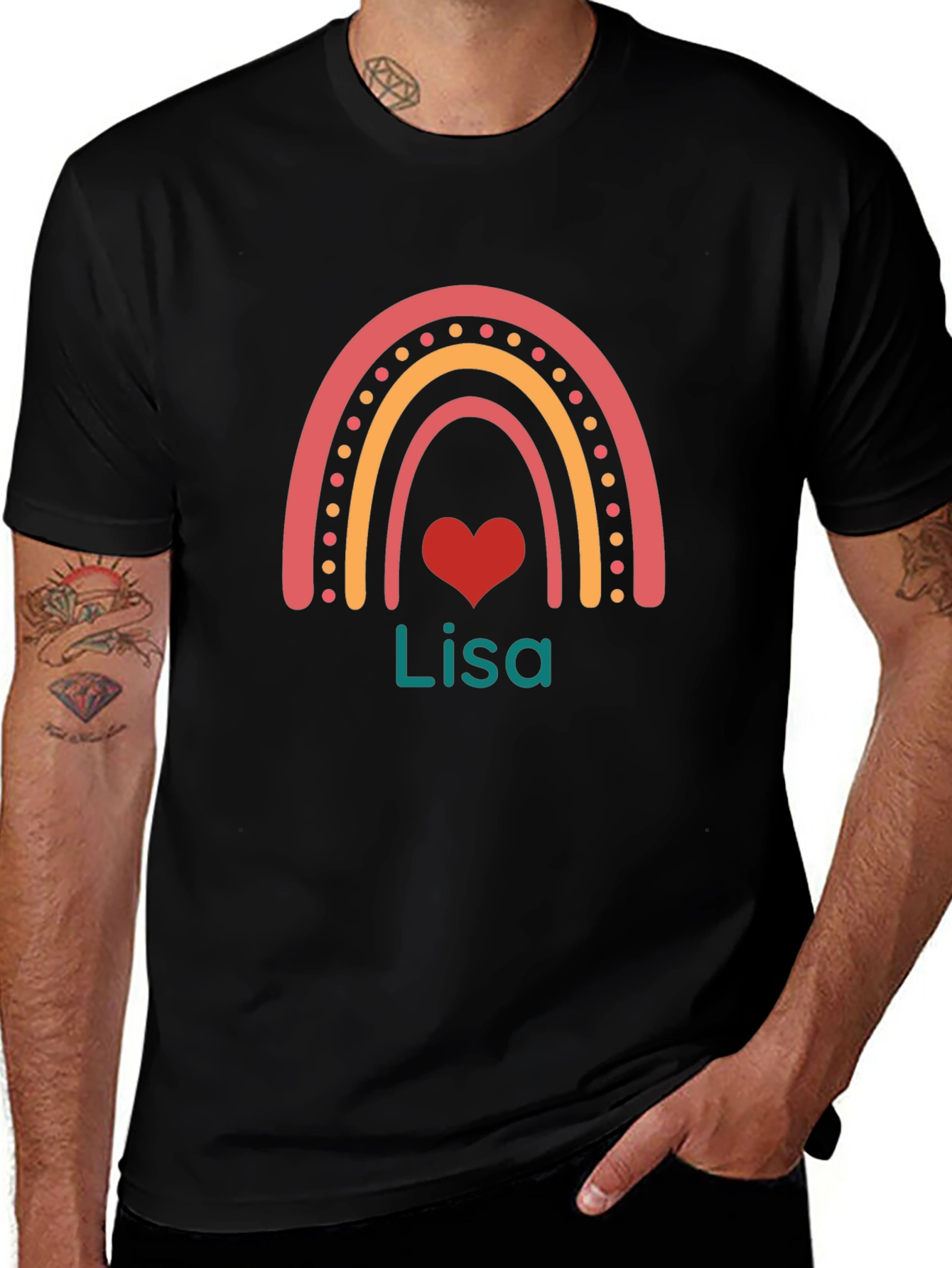 Personalized Lisa Rainbow Heart T-Shirt