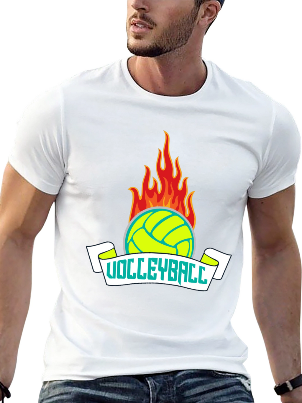 Flaming Volleyball Graphic T-Shirt