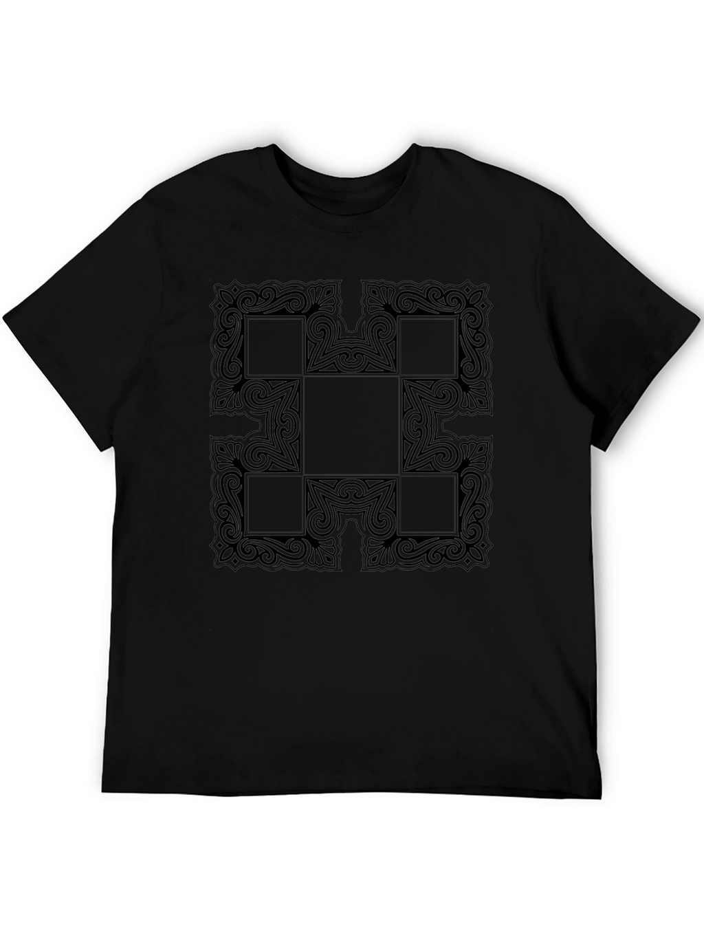 Geometric Patterned Black T-Shirt