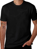 Minimalist Paper Airplane Graphic Tee - Black