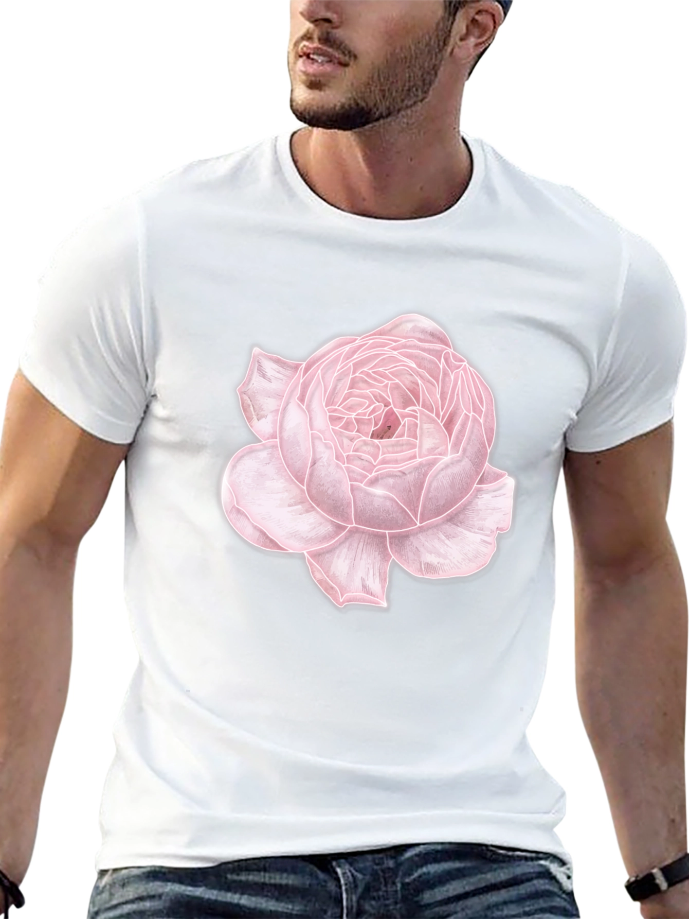 Floral Print Tee - Elegant Rose Design