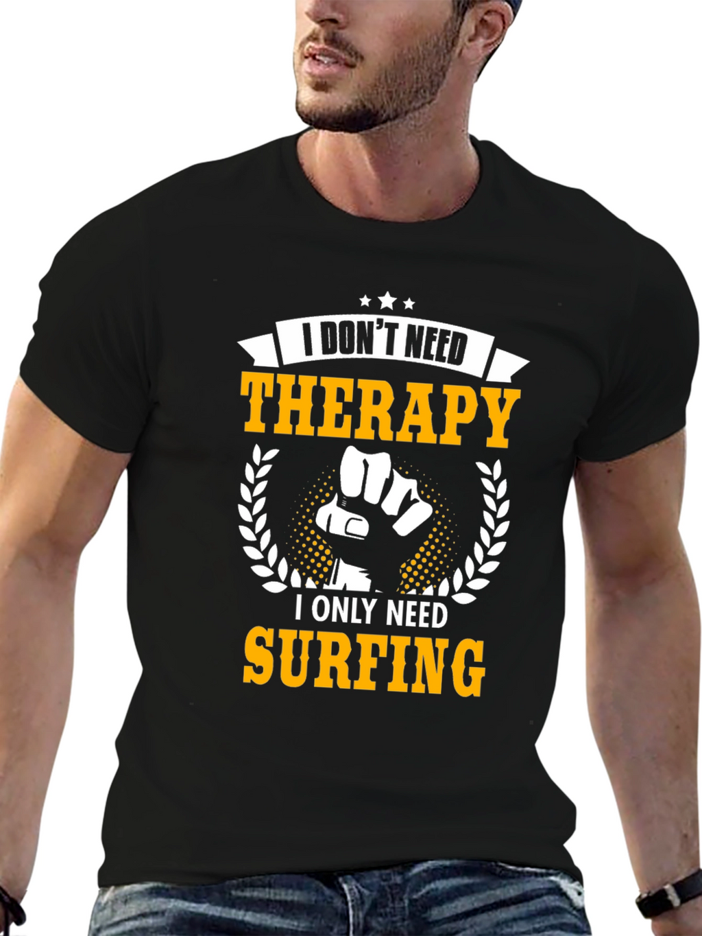 I Only Need Surfing T-Shirt - Black Graphic Tee