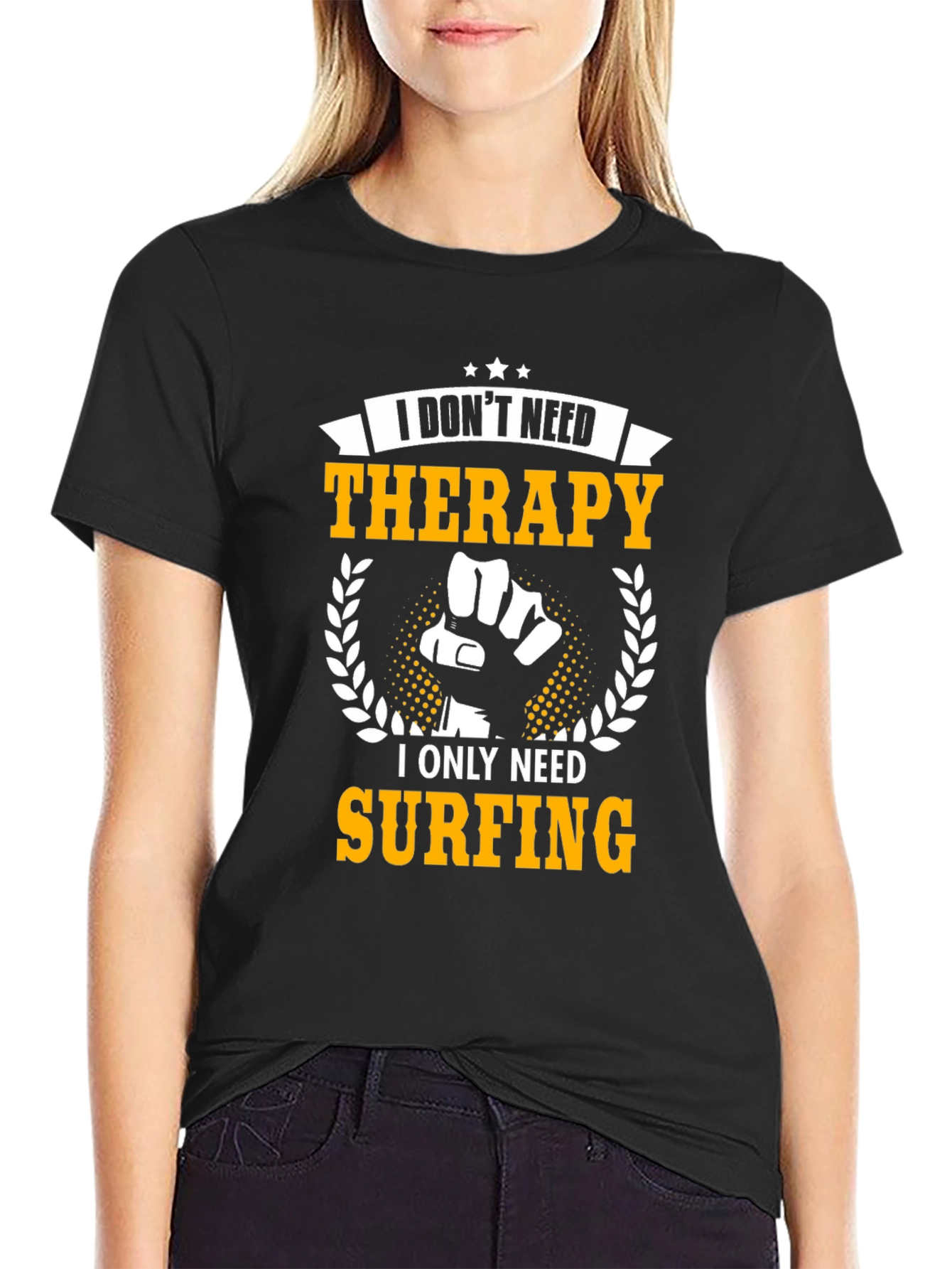 I Only Need Surfing T-Shirt - Black Graphic Tee