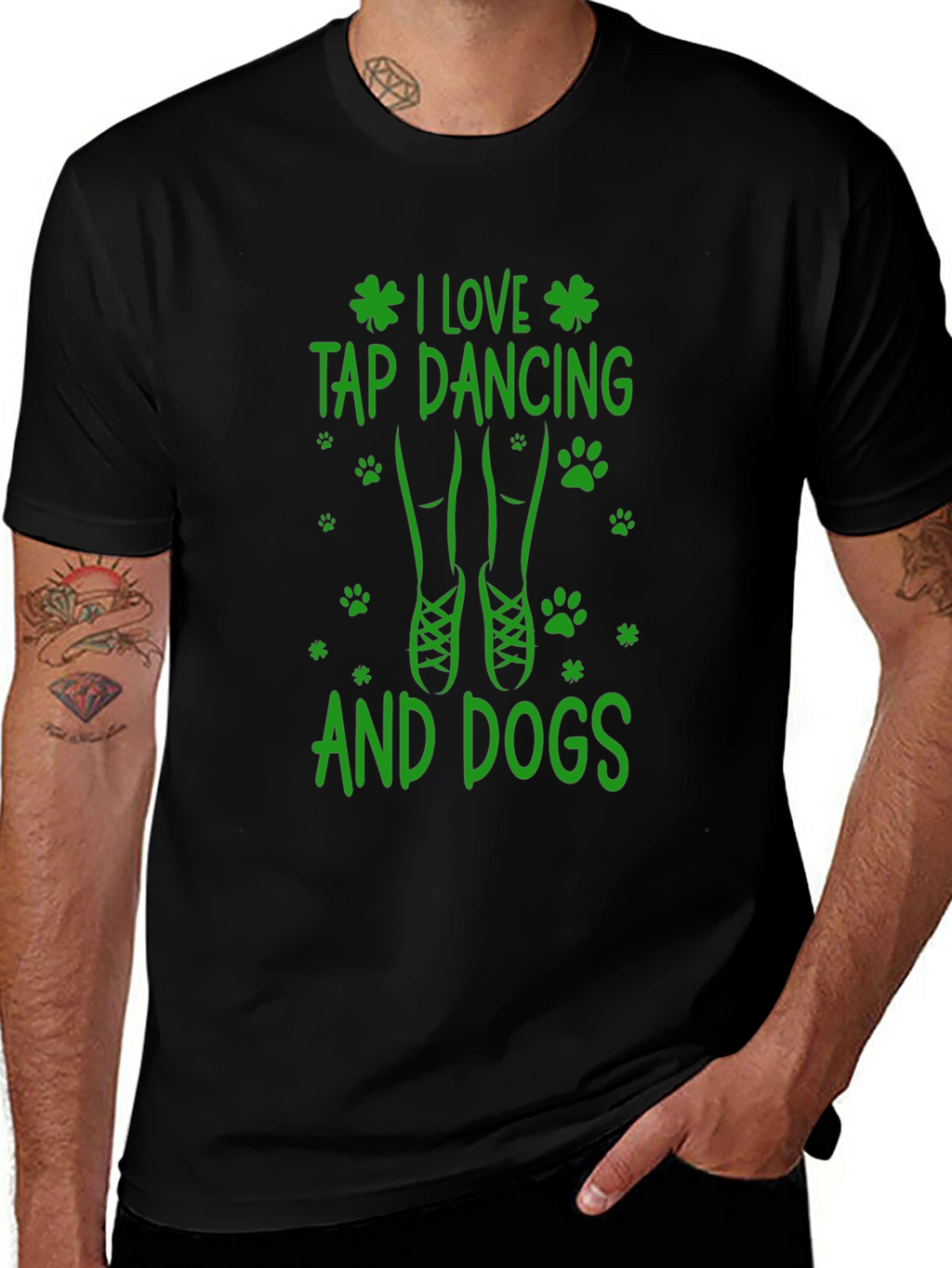 I Love Tap Dancing & Dogs Black T-Shirt