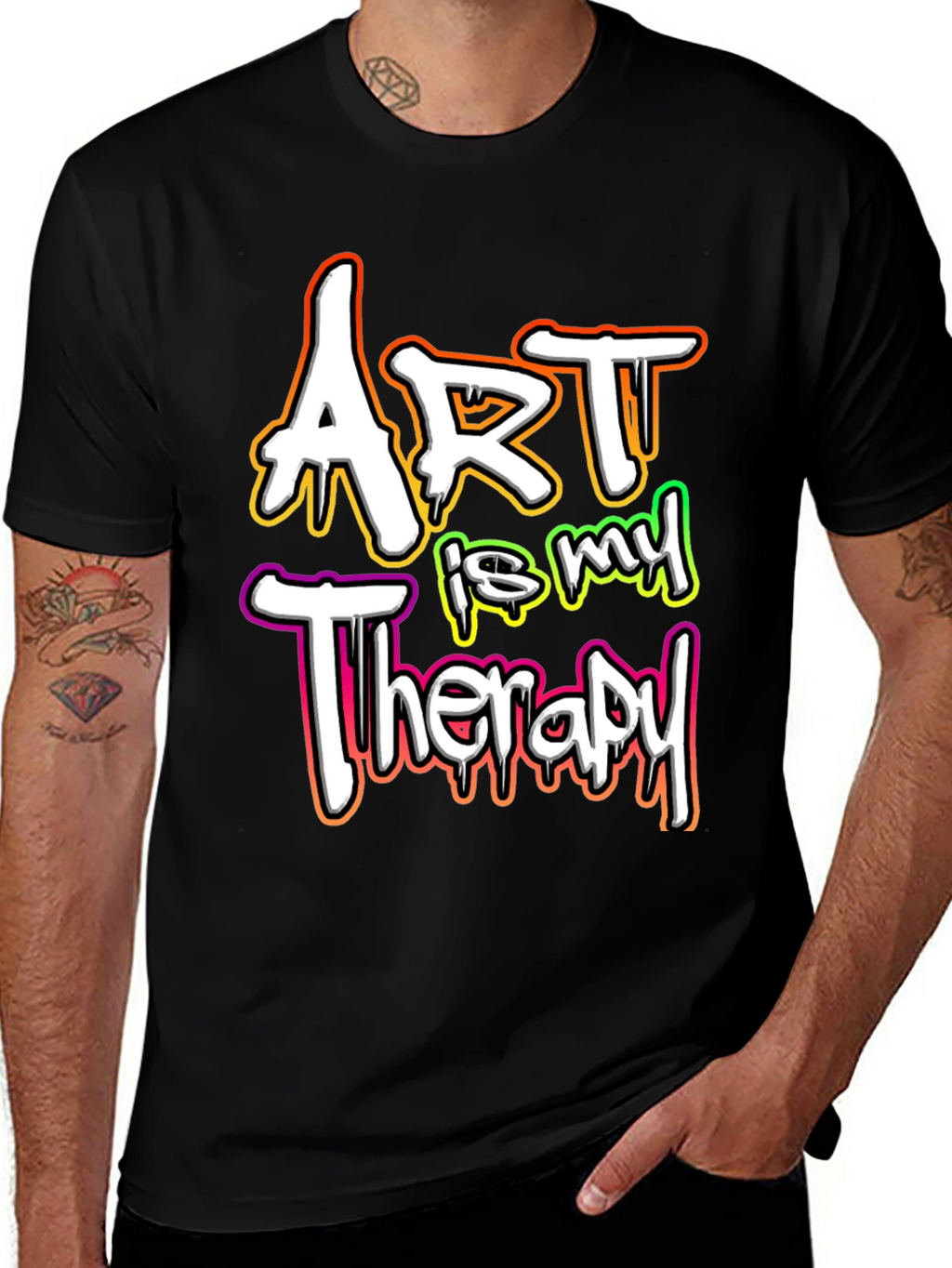 Art is My Therapy Graphic Tee - Black T-Shirt