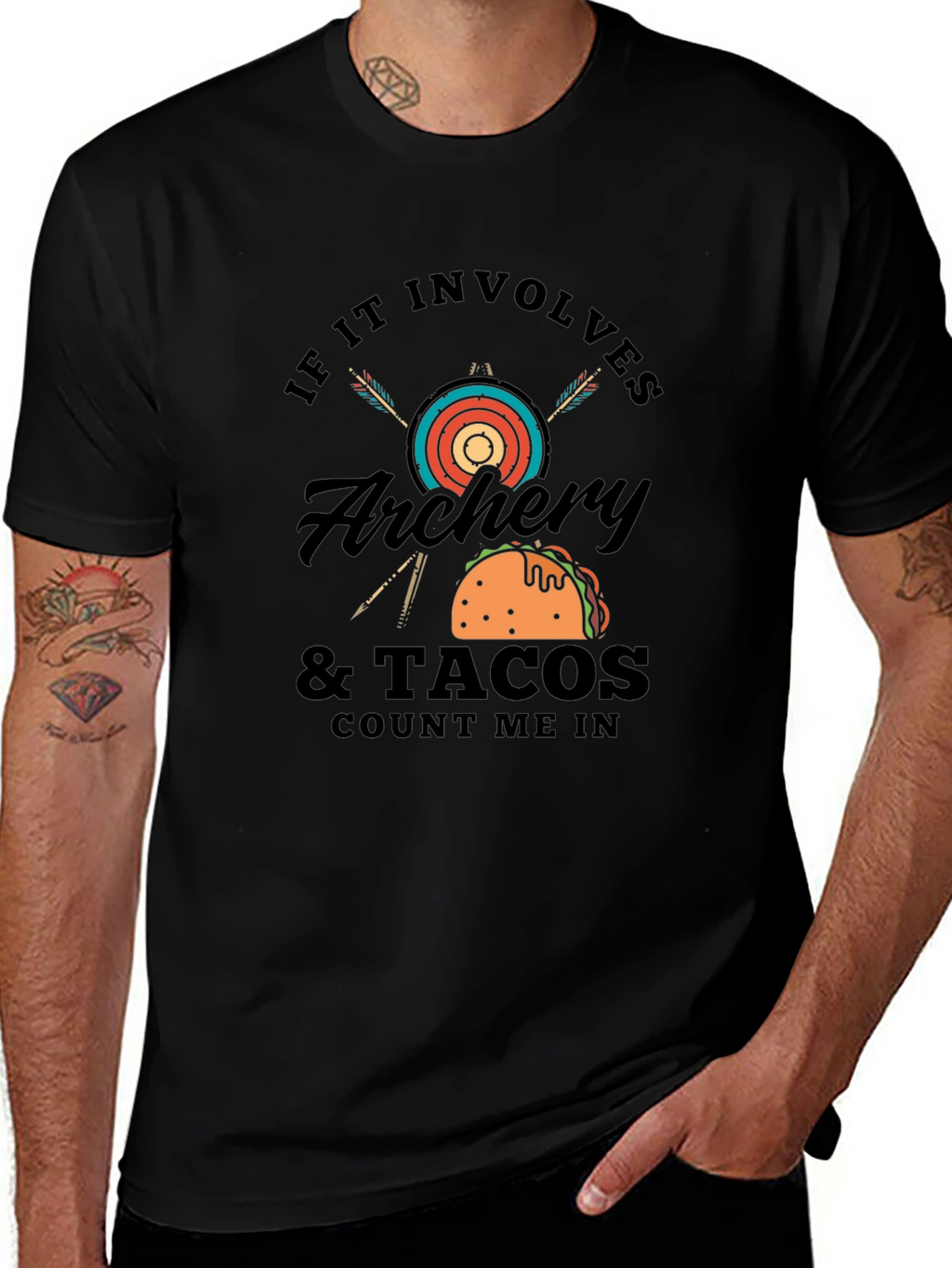 Archery & Tacos Mens Black T-Shirt
