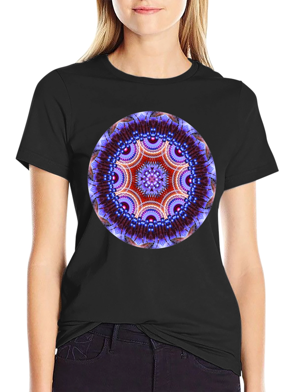 Mystic Mandala Graphic Tee - Black Cotton Comfort