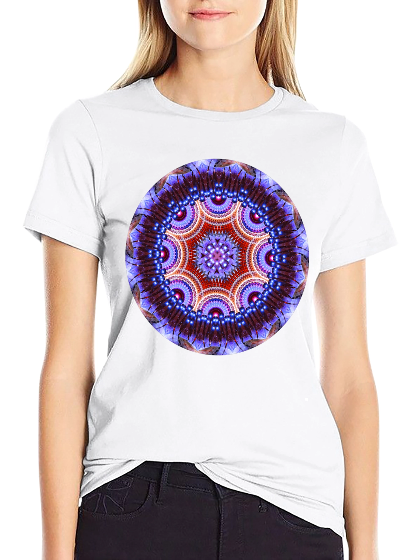 Mystic Mandala Graphic Tee - Black Cotton Comfort