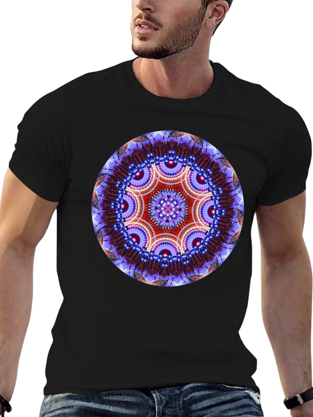 Mystic Mandala Graphic Tee - Black Cotton Comfort