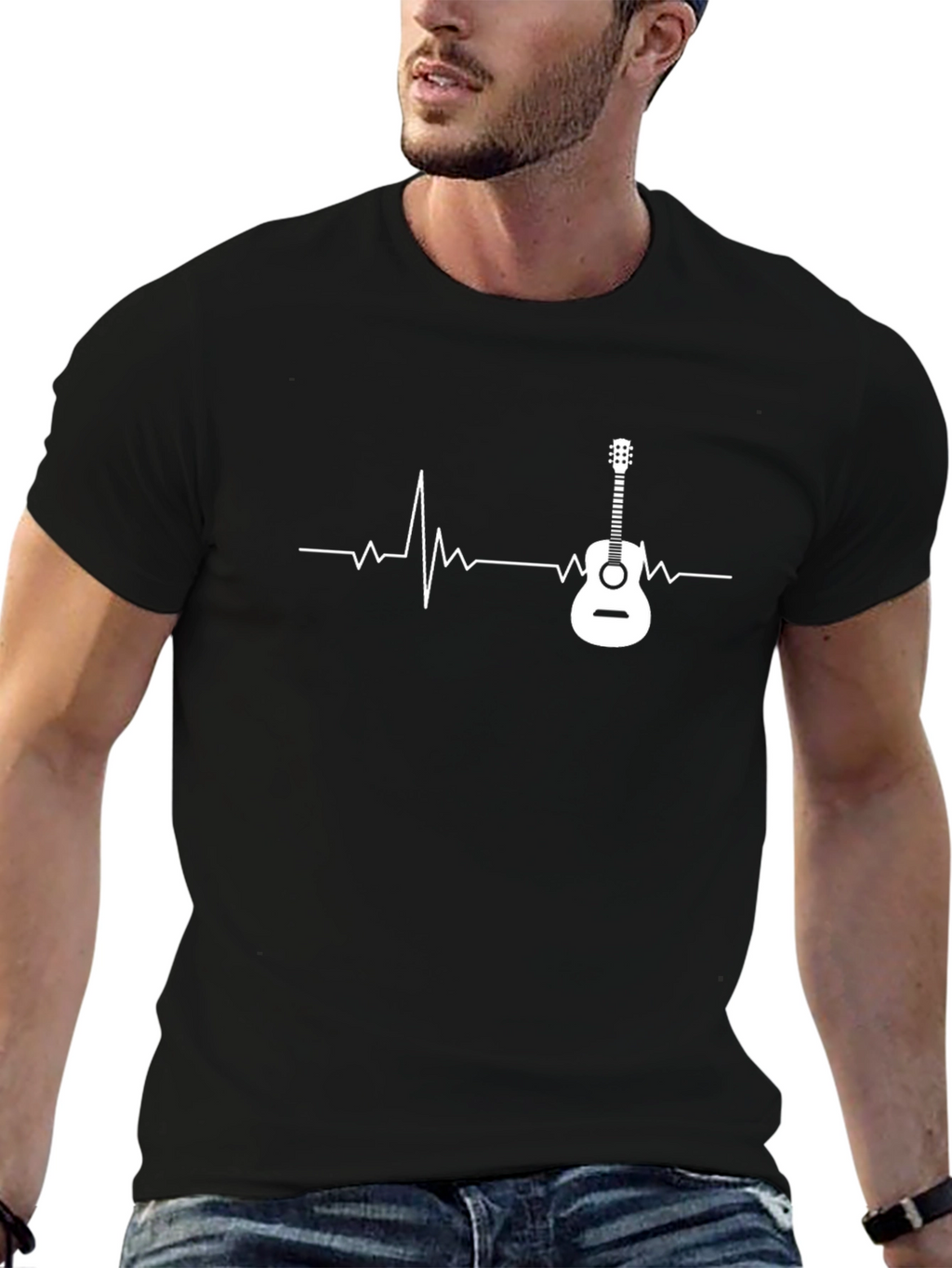 Guitar Heartbeat Graphic Tee - Music Lovers T-Shirt