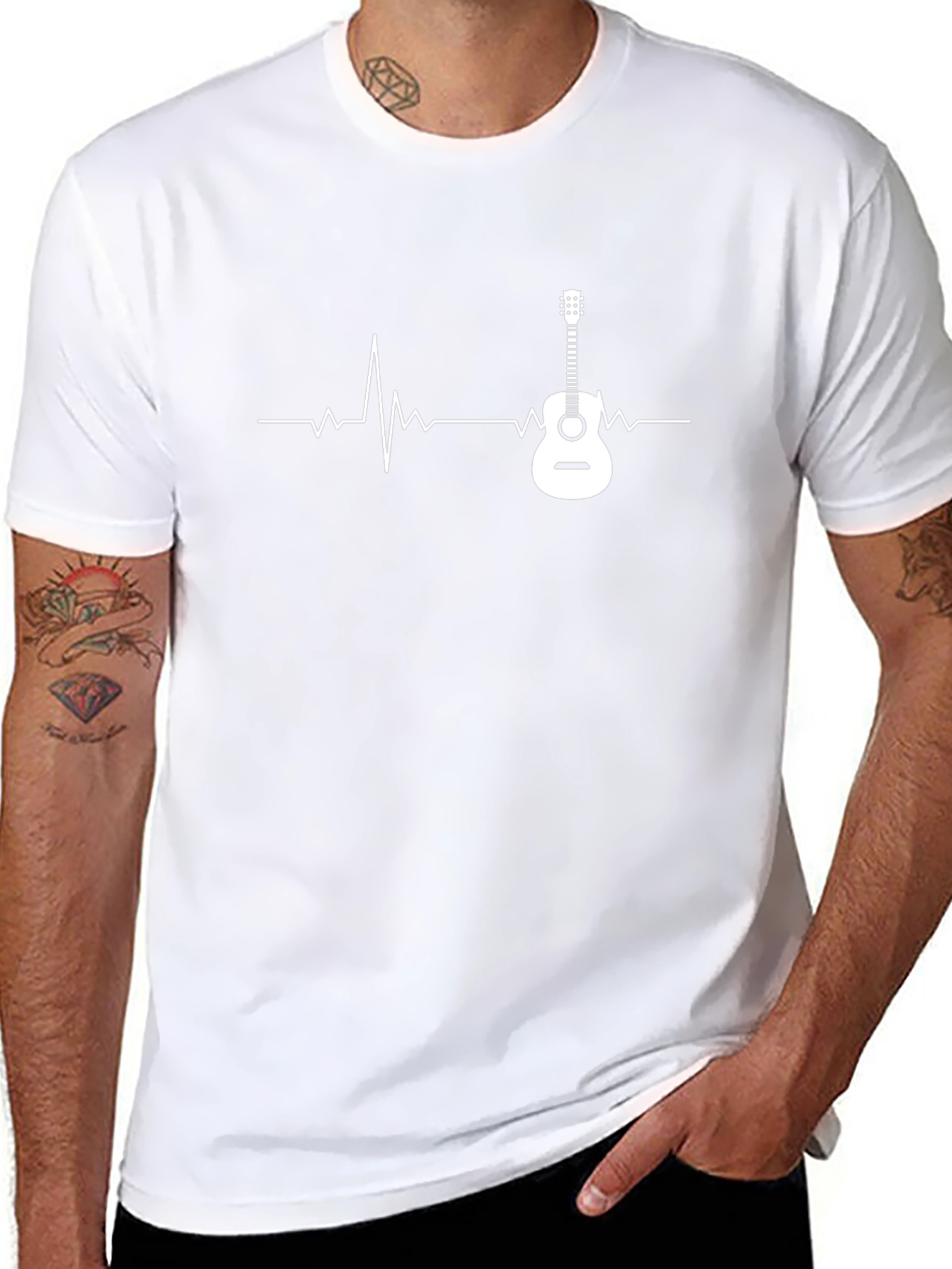 Guitar Heartbeat Graphic Tee - Music Lovers T-Shirt
