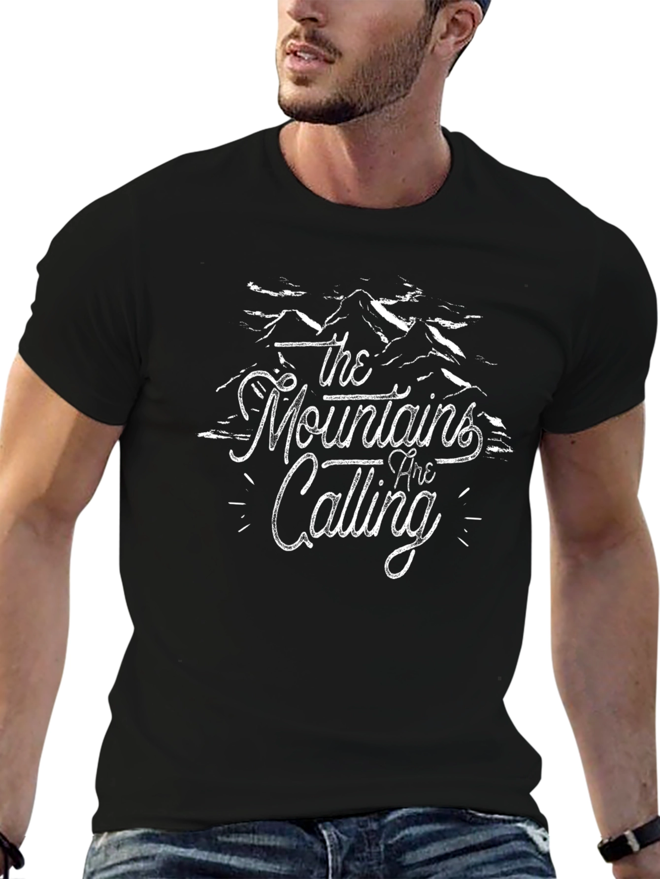 Mountains Are Calling Graphic Tee - Black