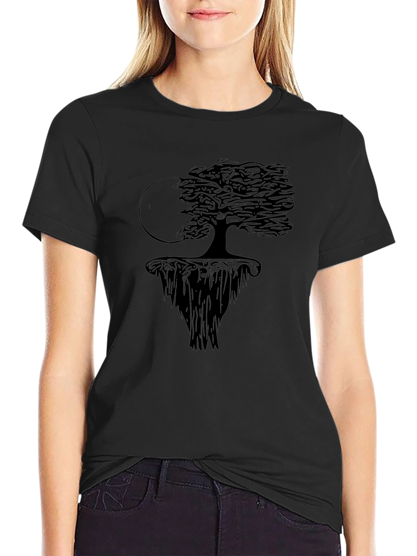 Mens Black Graphic Tree T-Shirt