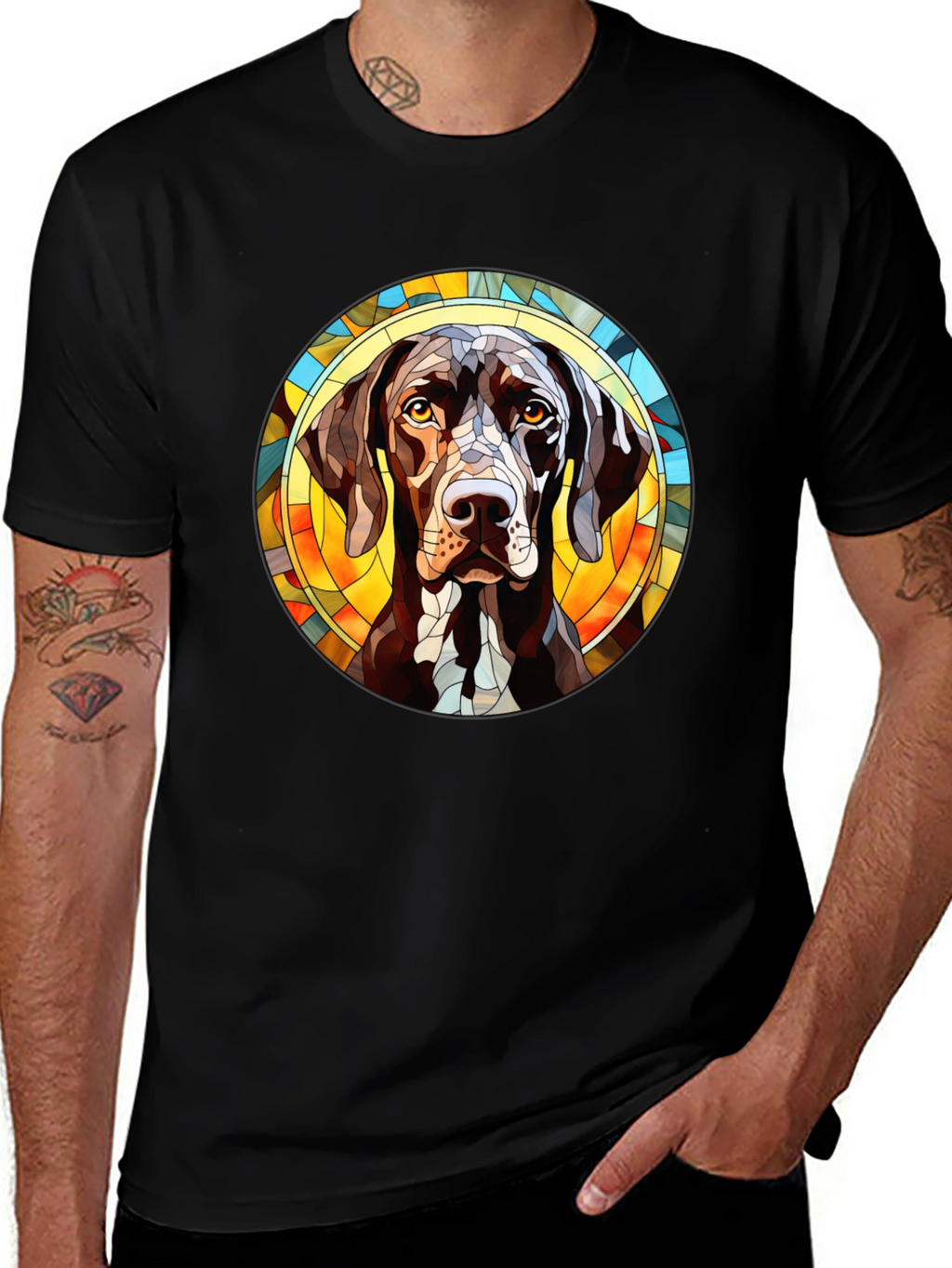 Dog Breed Stained Glass T-Shirt - Unique Design