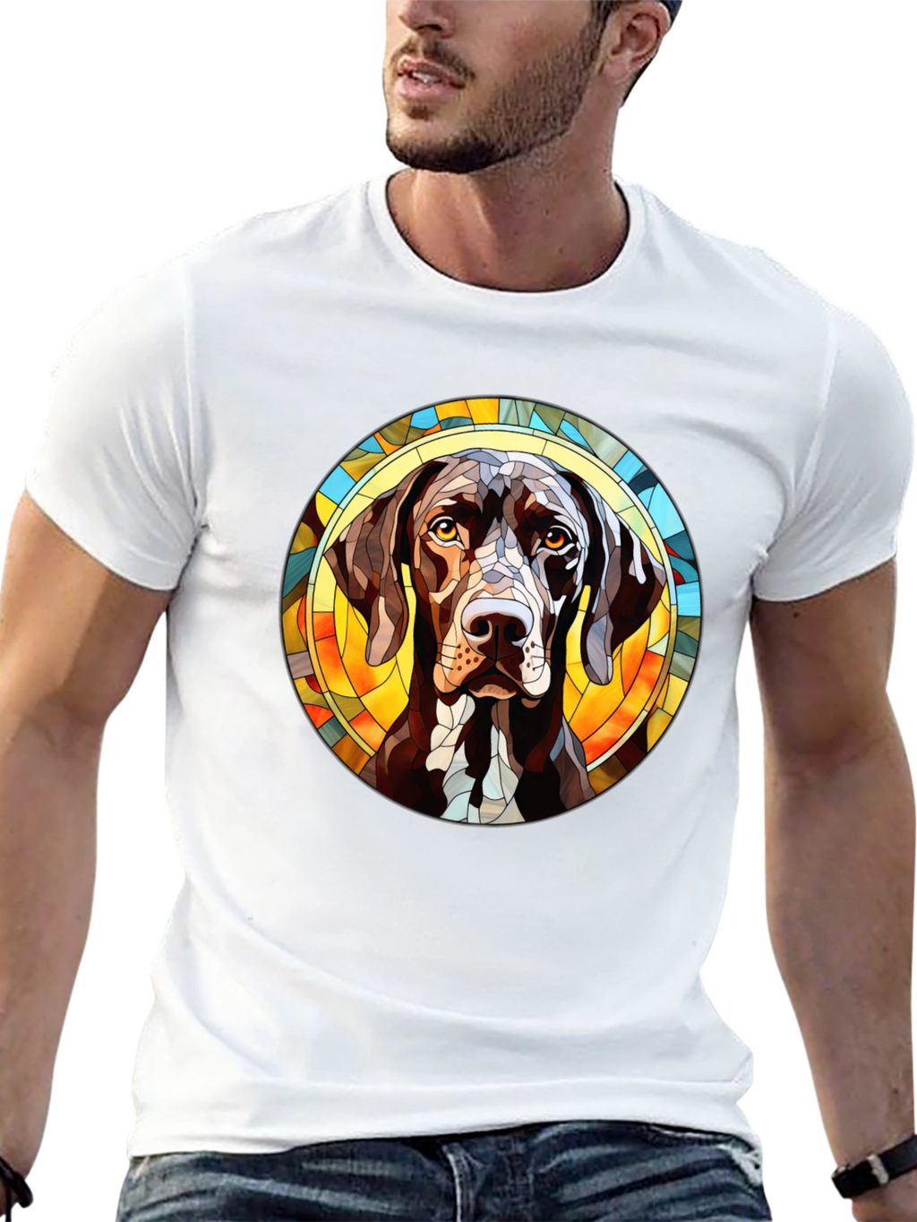 Dog Breed Stained Glass T-Shirt - Unique Design