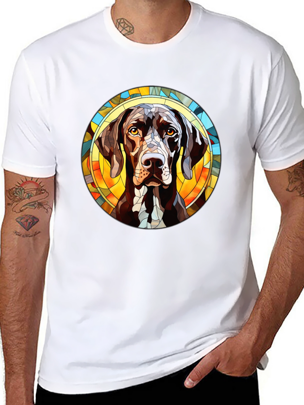 Dog Breed Stained Glass T-Shirt - Unique Design