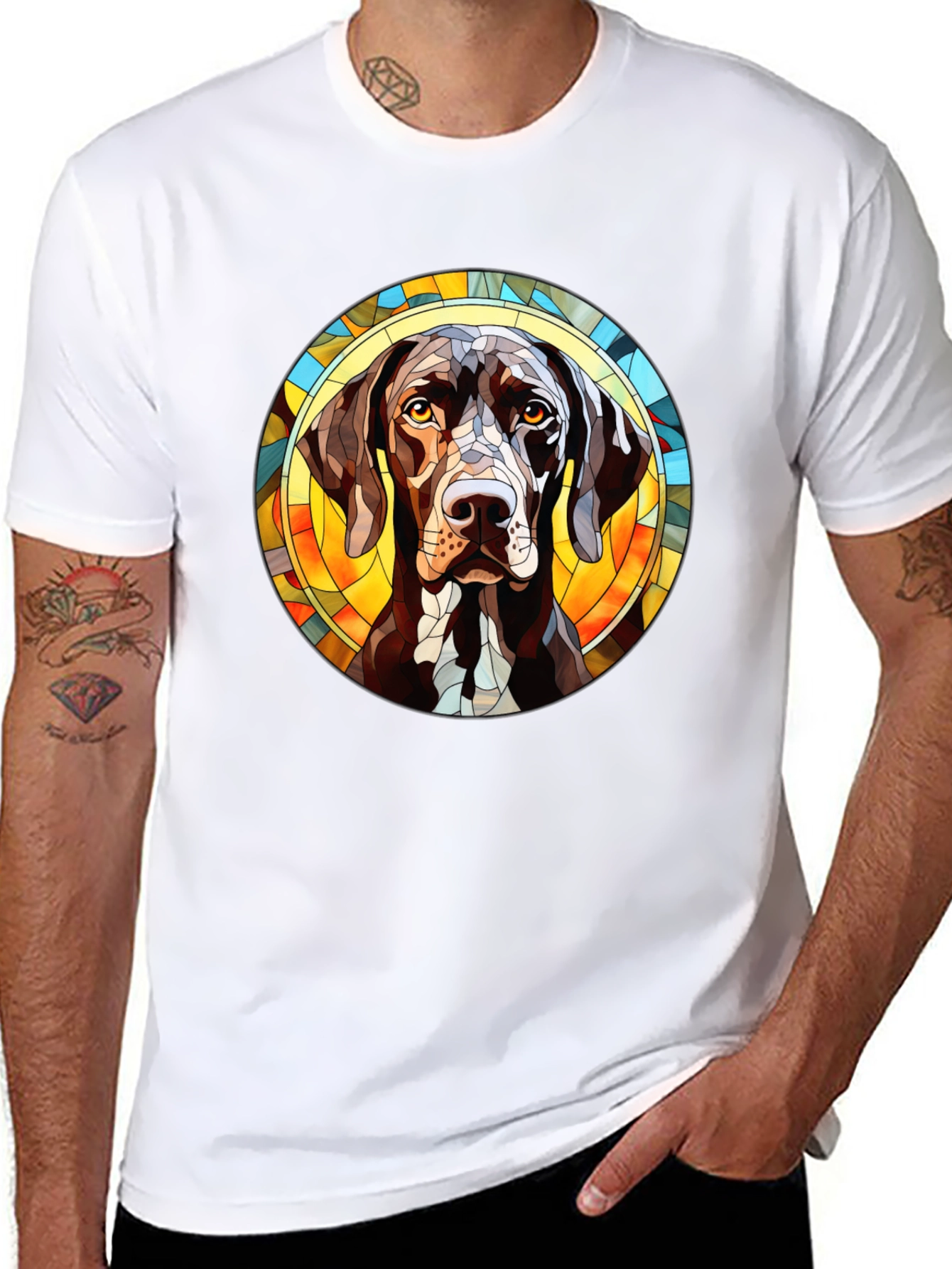 Dog Breed Stained Glass T-Shirt - Unique Design