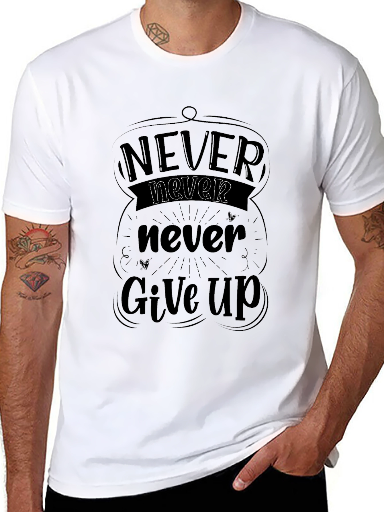 Never Give Up Graphic Tee - Motivational Shirt