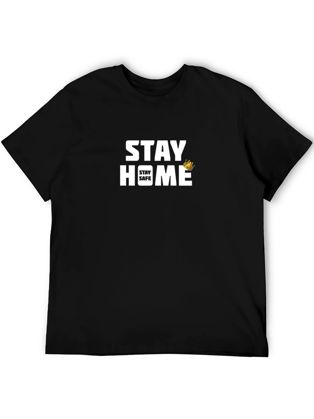 Stay Home Stay Safe Graphic T-Shirt - Black