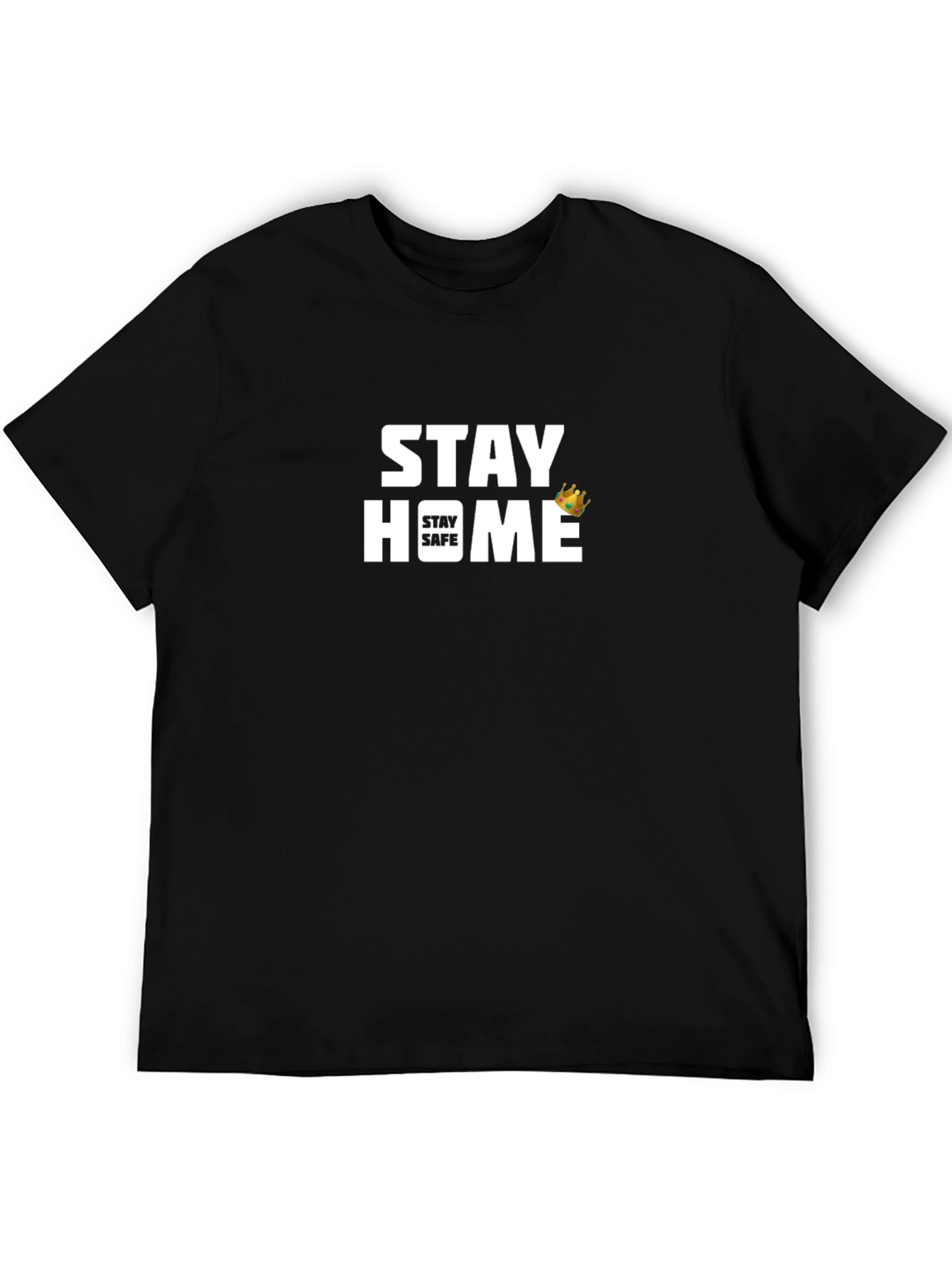Stay Home Stay Safe Graphic T-Shirt - Black