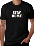 Stay Home Stay Safe Graphic T-Shirt - Black