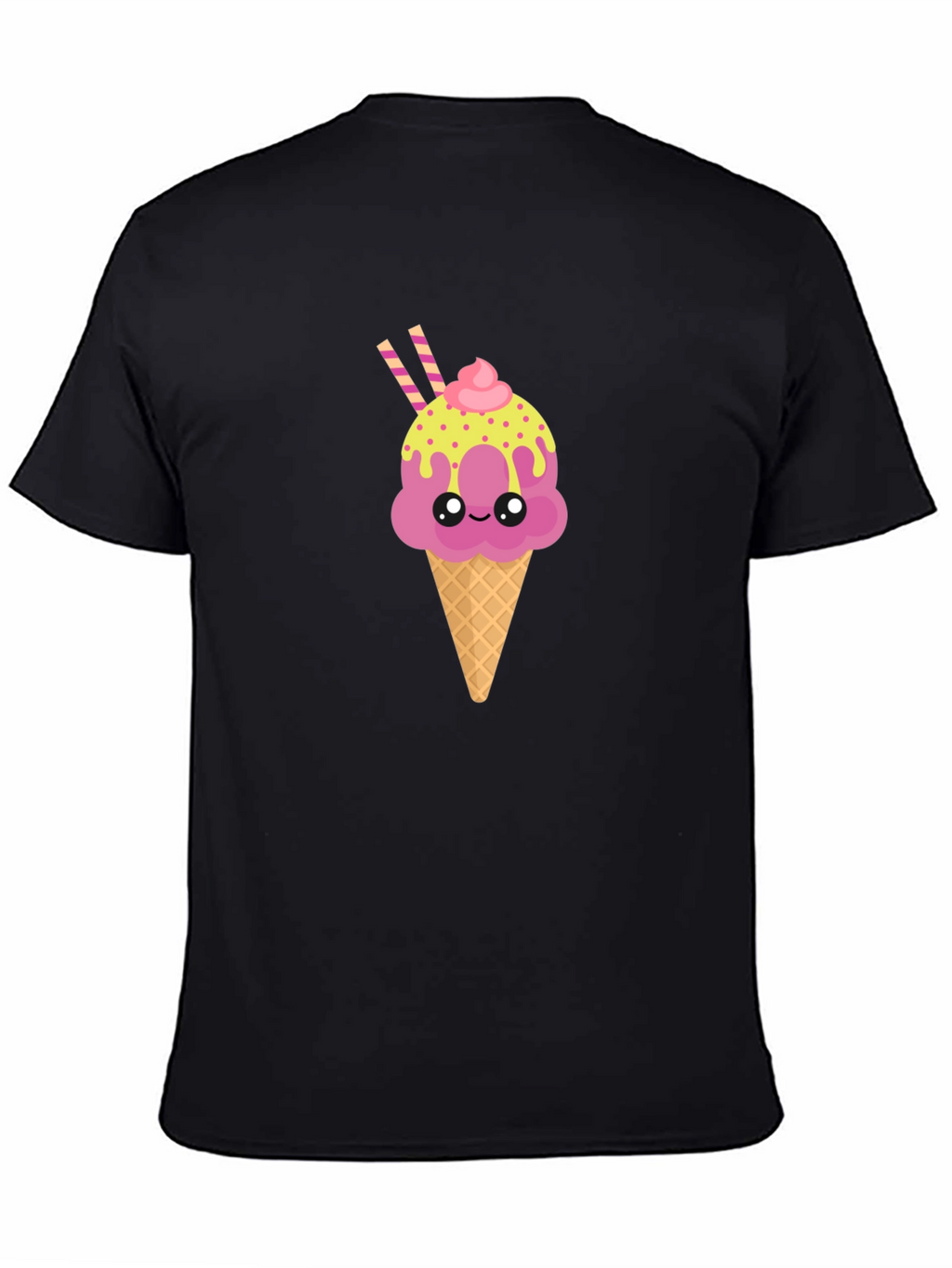 Cute Ice Cream Cone Graphic Tee - Black