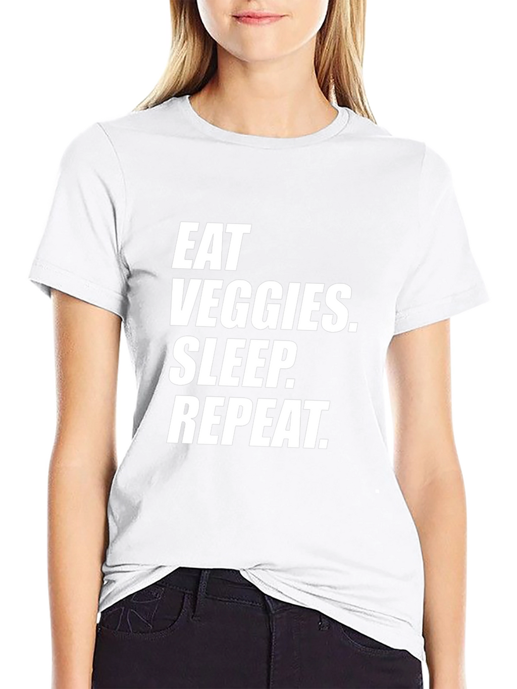 Eat Veggies Sleep Repeat Black Graphic Tee