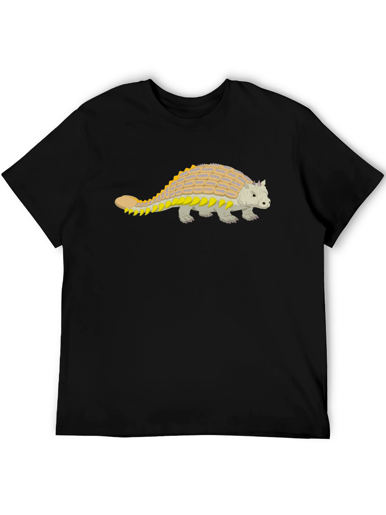 Ankylosaurus Dinosaur Graphic Tee - Black Cotton Shirt