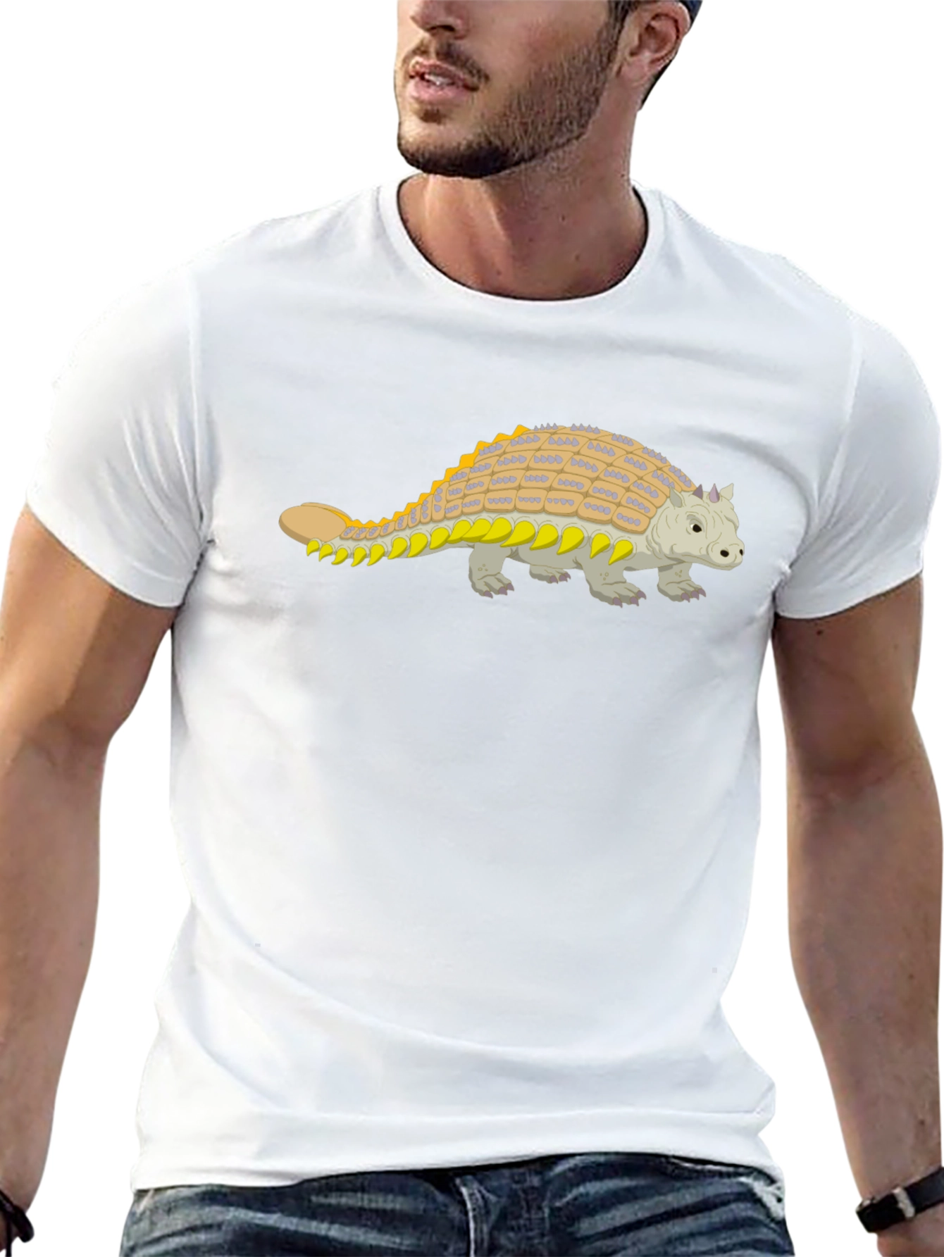 Ankylosaurus Dinosaur Graphic Tee - Black Cotton Shirt
