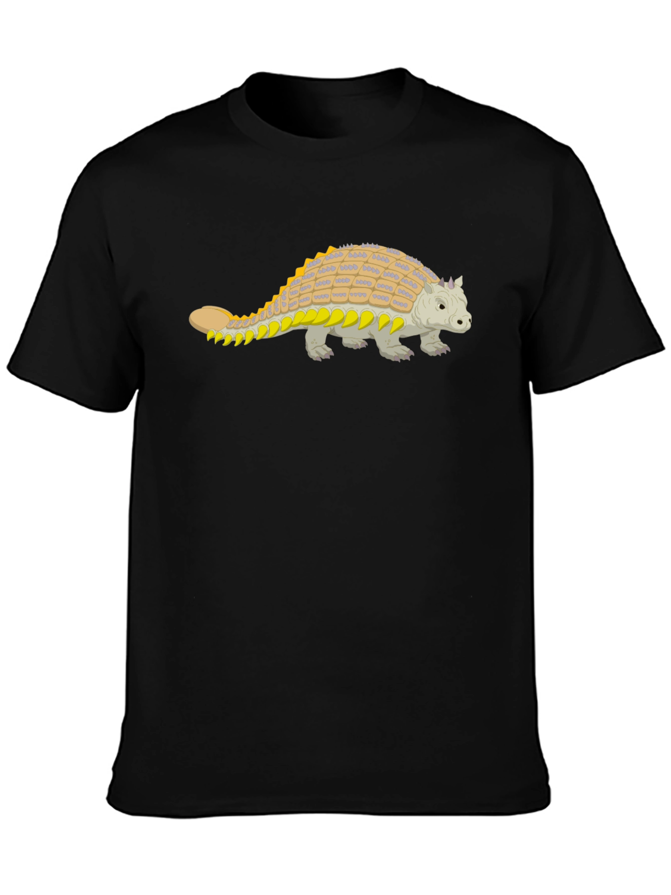 Ankylosaurus Dinosaur Graphic Tee - Black Cotton Shirt