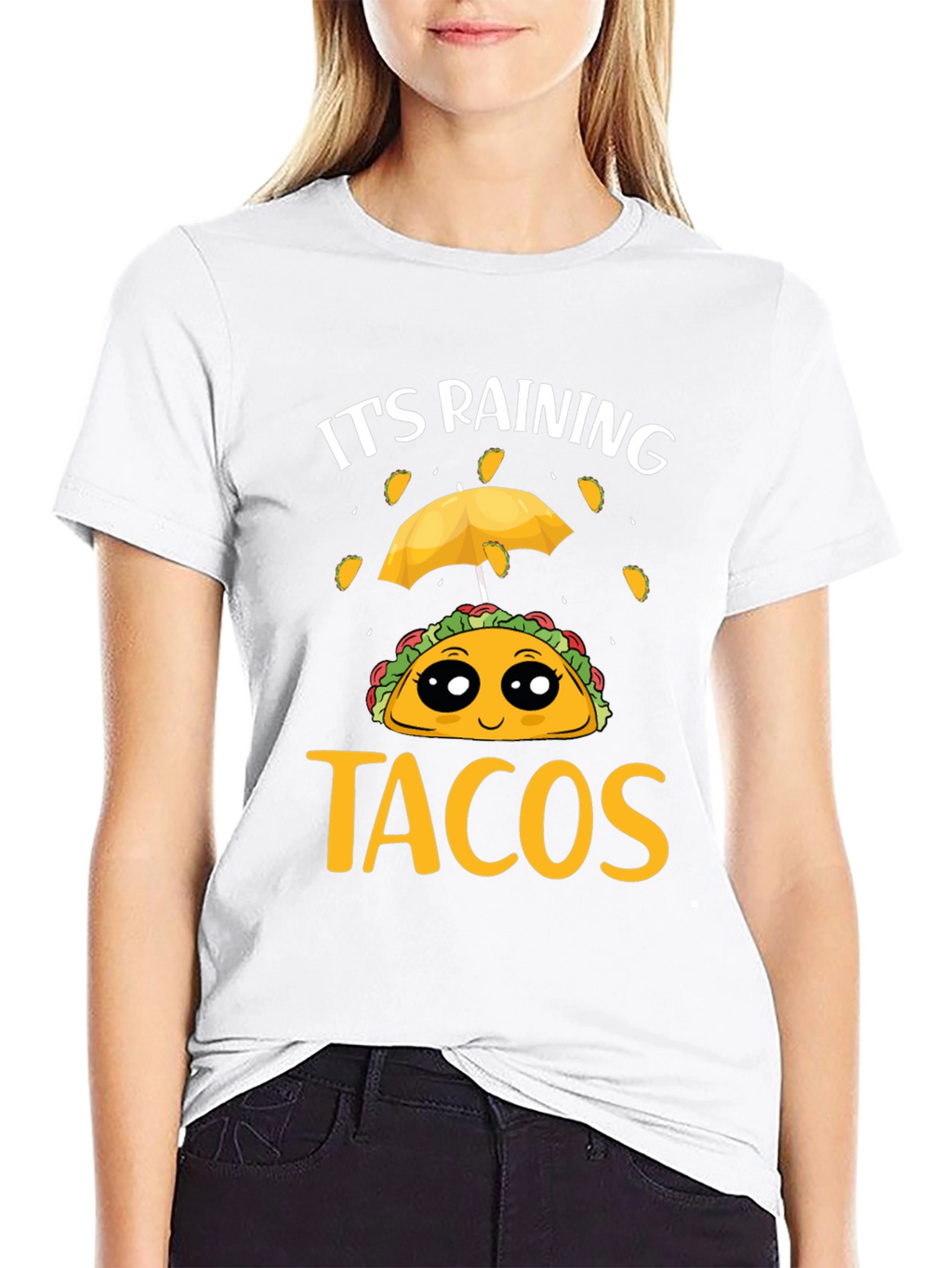 Its Raining Tacos Black T-Shirt Funny Foodie Tee