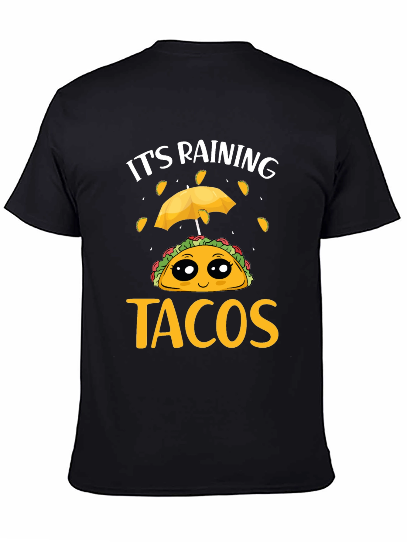 Its Raining Tacos Black T-Shirt Funny Foodie Tee