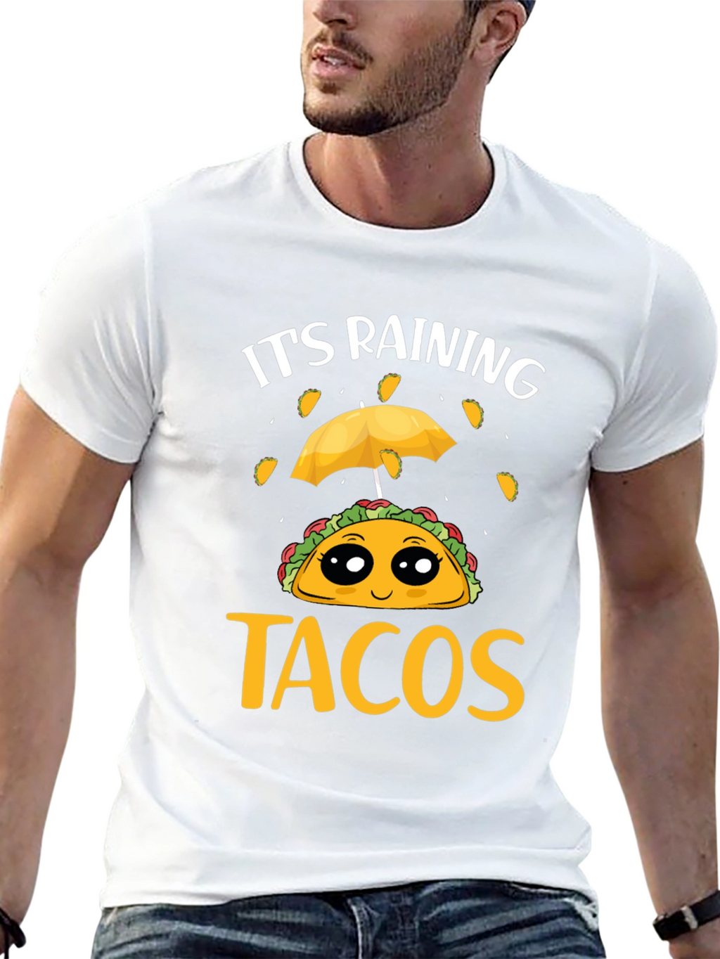 Its Raining Tacos Black T-Shirt Funny Foodie Tee