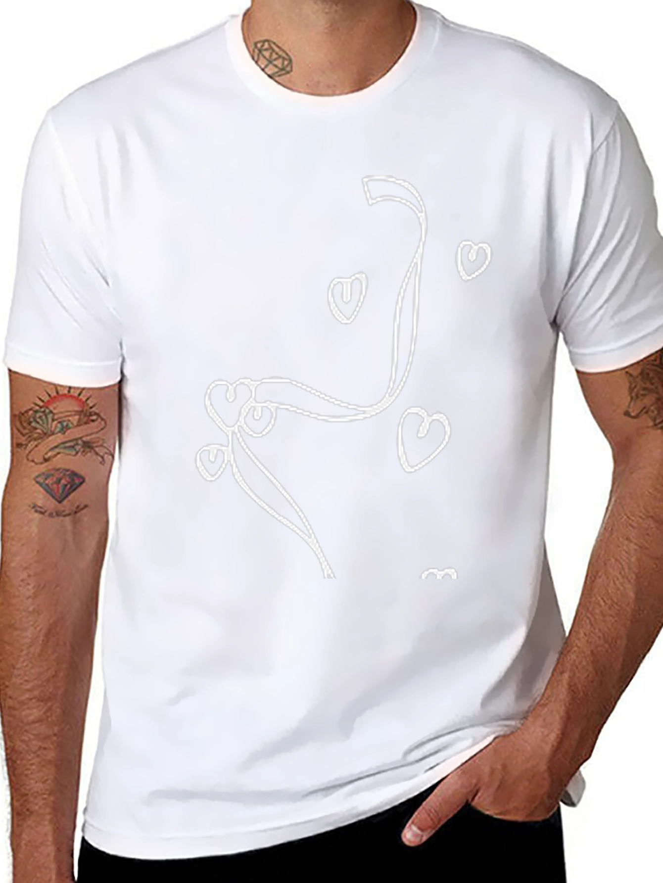 Heart Line Art Black Tee