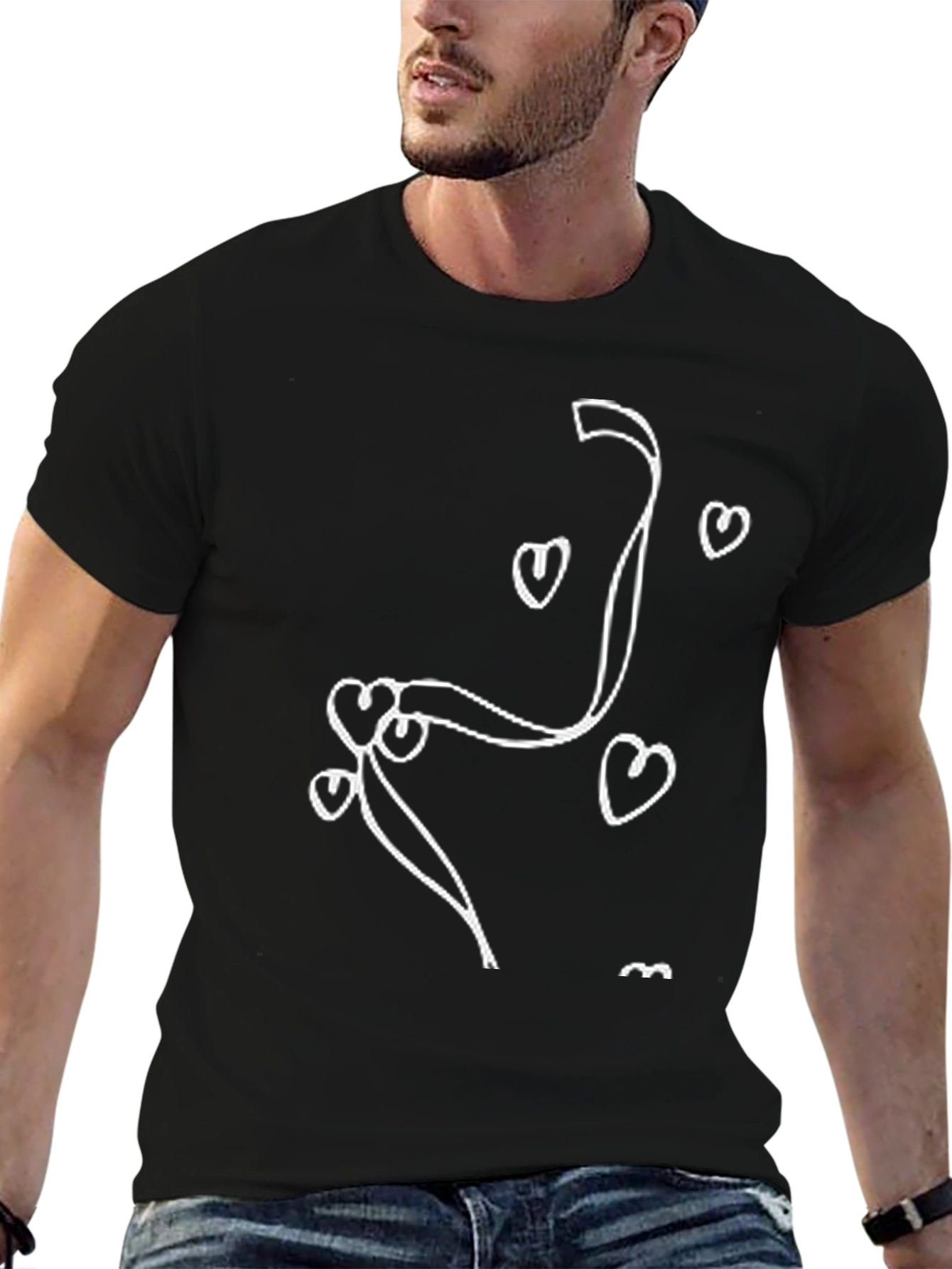 Heart Line Art Black Tee