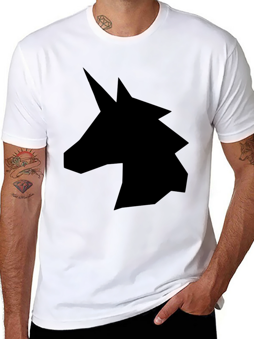Unicorn Silhouette Graphic Tee - Black