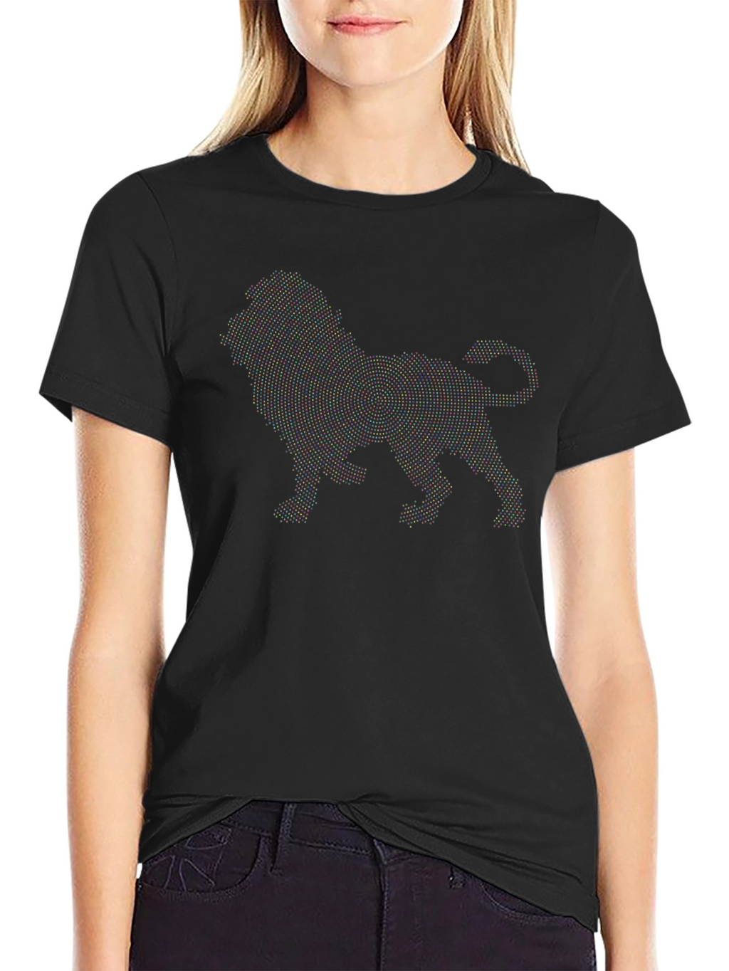 Lion Dot Art Black T-Shirt