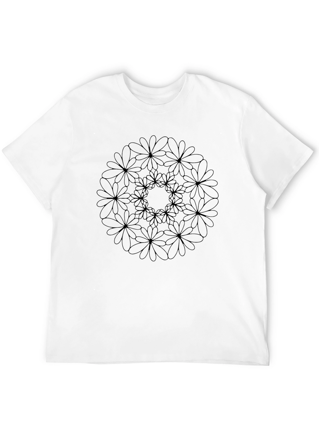 Floral Mandala Black T-Shirt - Unique Design